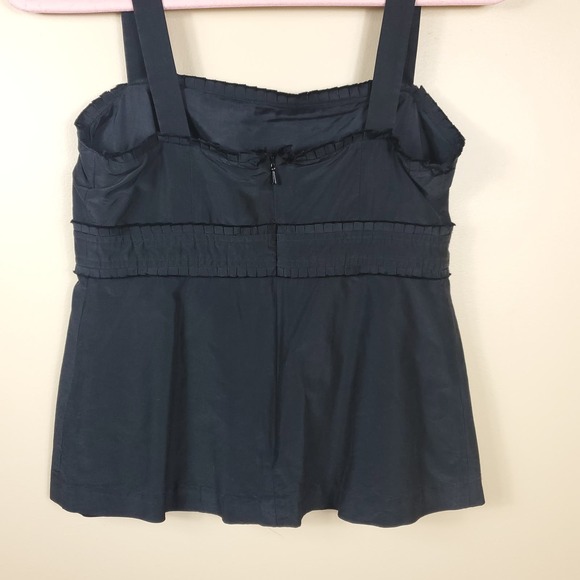 Vintage Lilly Pulitzer Black Ruffled Babydoll Sleeveless Silk Blouse Size 2 - Picture 6 of 10